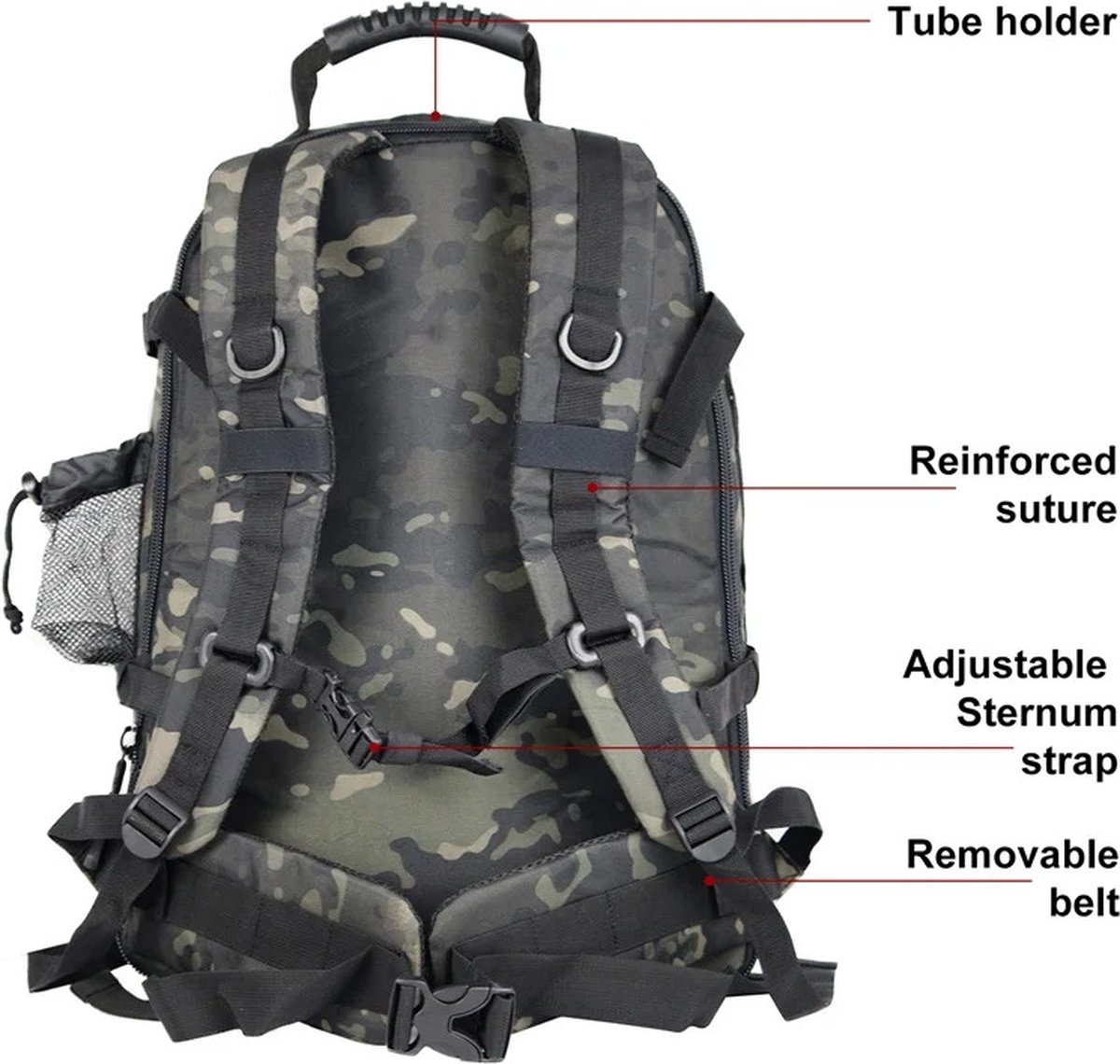 Bloominggoods® Backpack Groot - Militaire Rugzak - 50-60 liter - Bruin - Waterdicht - Dames – Heren – School - Reizen – foto 7