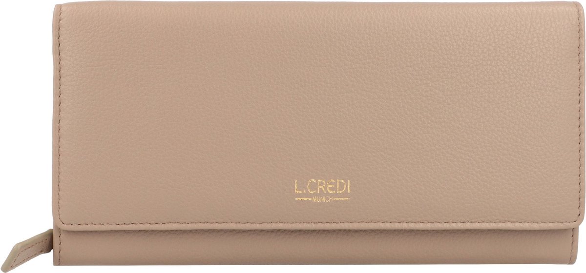 L.CREDI Evelyn portemonnee leer 20 cm - Dames - Horizontaal - taupe