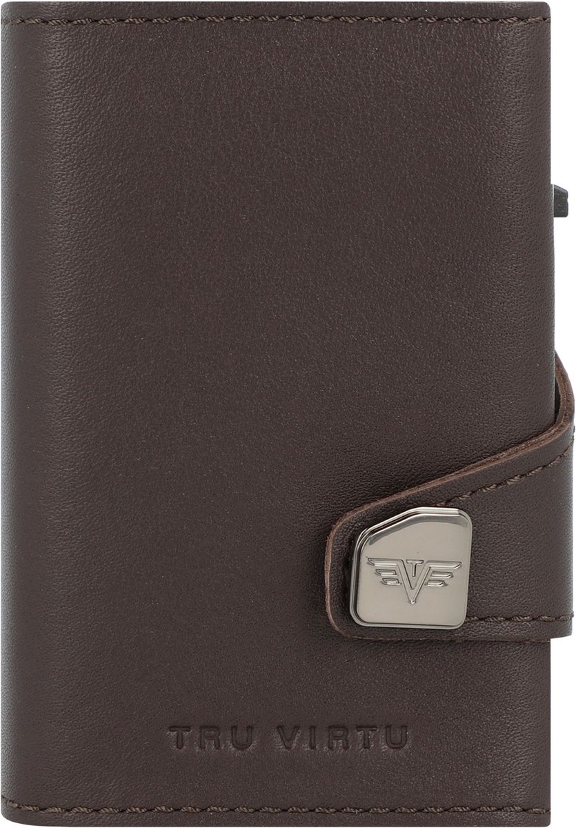 TRU VIRTU Leren Kaarthoes Click & Slide Doublewallet Nappa Brown / Silver Bruine Veelkleurig