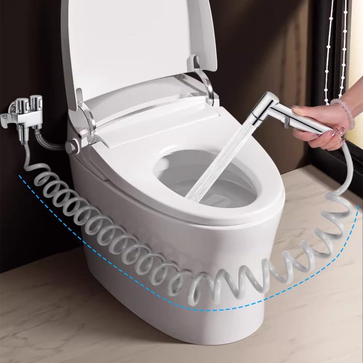 thumbnail: Bidet Handdouche - Inclusief Houder - Hygiënische WC Doucheset - 1 Stuk - Roestvrij Staal