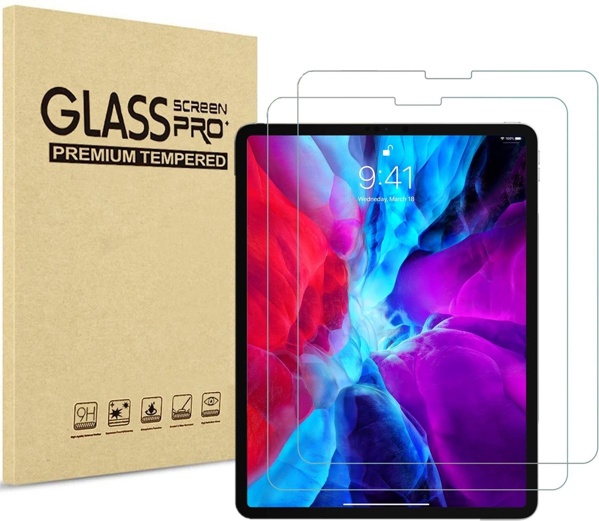 Screenprotector voor iPad Pro 2020 (12,9 Inches) - 2 stuks Beschermglas van glas Transparante glazen schermbeschermfolie