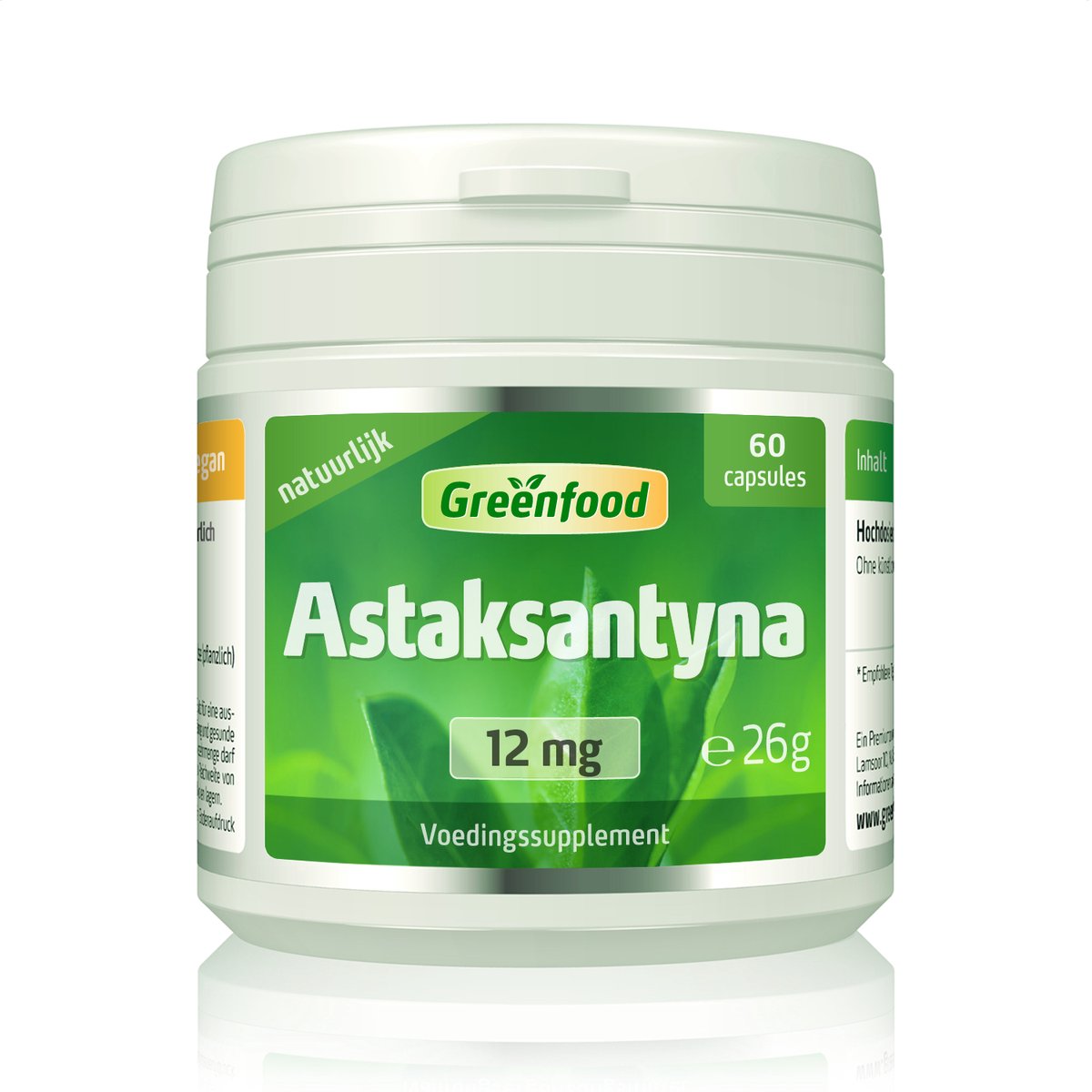 Goedkoopste Greenfood Astaxanthine, 12 mg, hoog gedoseerd, 60 capsules - natuurlijk, zonder kunstmatige toevoegingen, zonder genetische manipulatie. Met natuurlijke vitamine E.