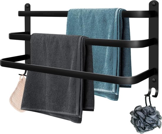 Melairy Multifunctionele Badkamer Plank Aluminium Thuis Opslag Rack Wandmontage Badkamer Douche Organizer Opslag Rack Geen Boren Douche Plank Met Handdoekenrek