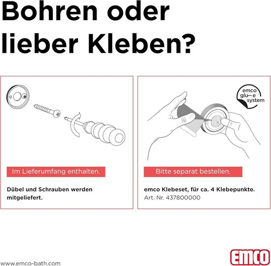 Badkamer Accessoires Chroom EMCO Cue Handdoekhouder Met 2 Armen – Stijlvol Voor Je Badkamer, Montage Door Lijmen Of Schroeven Grohe Essentials Badetuchhalter 800mm