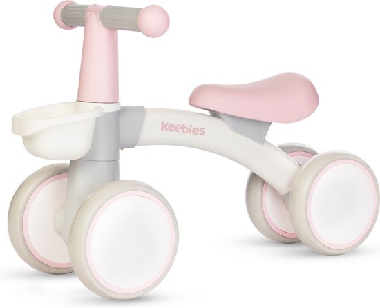 Keebies Loopfiets - Voor kinderen 1 / 2 Jaar - Fietsmandje Kinderfiets - Balance Bike - Baby Fiets - Binnen en Buiten Speelgoed - Voor Jongens en Meisje - Roze