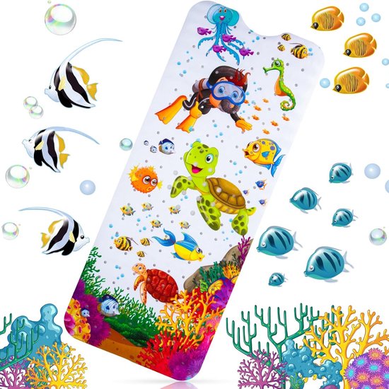 Badmat enfant et bébé - plongeur tortue poisson océan sous l'eau - grand tapis antidérapant - antidérapant bébés enfants - tapis antidérapant - tapis de bain enfant tapis de bain bébé tapis de douche douche salle de bain - grand - lavable