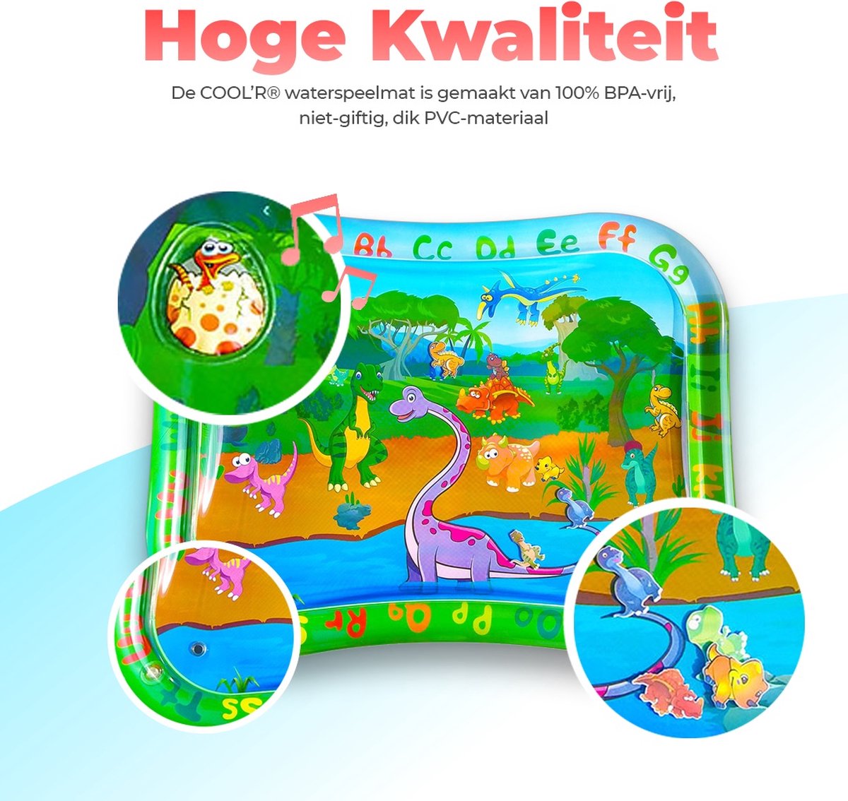 COOL'R® XXL Waterspeelmat - Groen - Met geluid - Speelmat - Opblaasbaar baby water speelmat - Speelkleed - Waterspeelgoed - Baby speelgoed 0 jaar - Kraamcadeau - Kinderspeelgoed - Tummy Time - Baby Gym — afbeelding 2