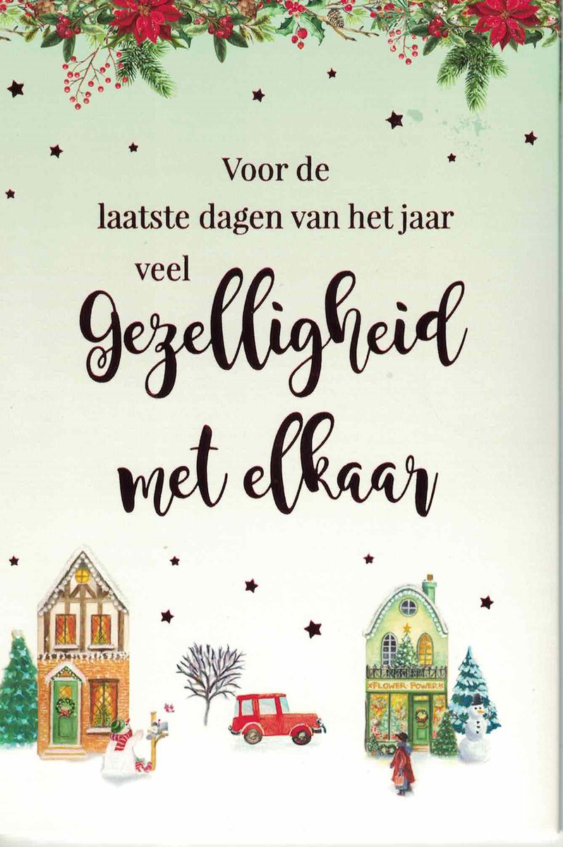 Kerstkaart - Gezelligheid met elkaar - geniet van de feestdagen - 909781 - drieluik - Drieluik zigzag - open formaat 34,5 x 17 cm -