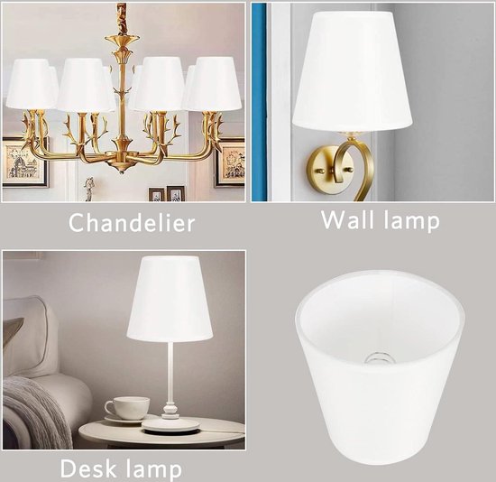 6 Stuks Stoffen Lampenkap, Mini Kleine Witte Vat Lampenkappen Clip op Lamp Moderne Minimalistische Lampenkap voor Kandelaar Vloer Tafel Kroonluchter Muur