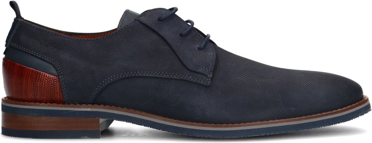 Van Lier - Heren - Blauwe nubuck veterschoenen - Maat 43