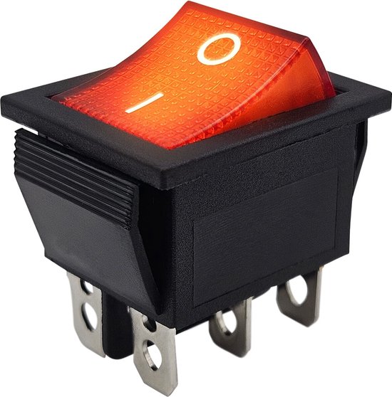 Mini Interrupteur à Bascule 4 Pôles Avec LED Rouge - 250V/6.5A - Marche/Arrêt - Pour Électronique Et DIY