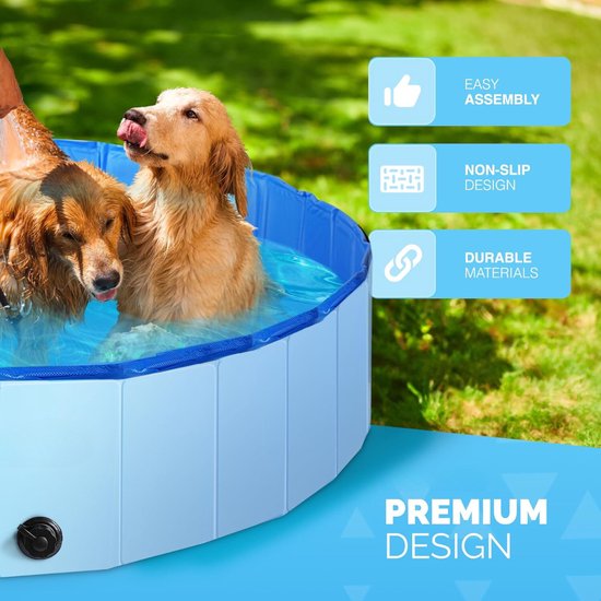 PawHut hondenbad, hondenzwembad, waterbak 80 / 120 / 160 cm, blauw
