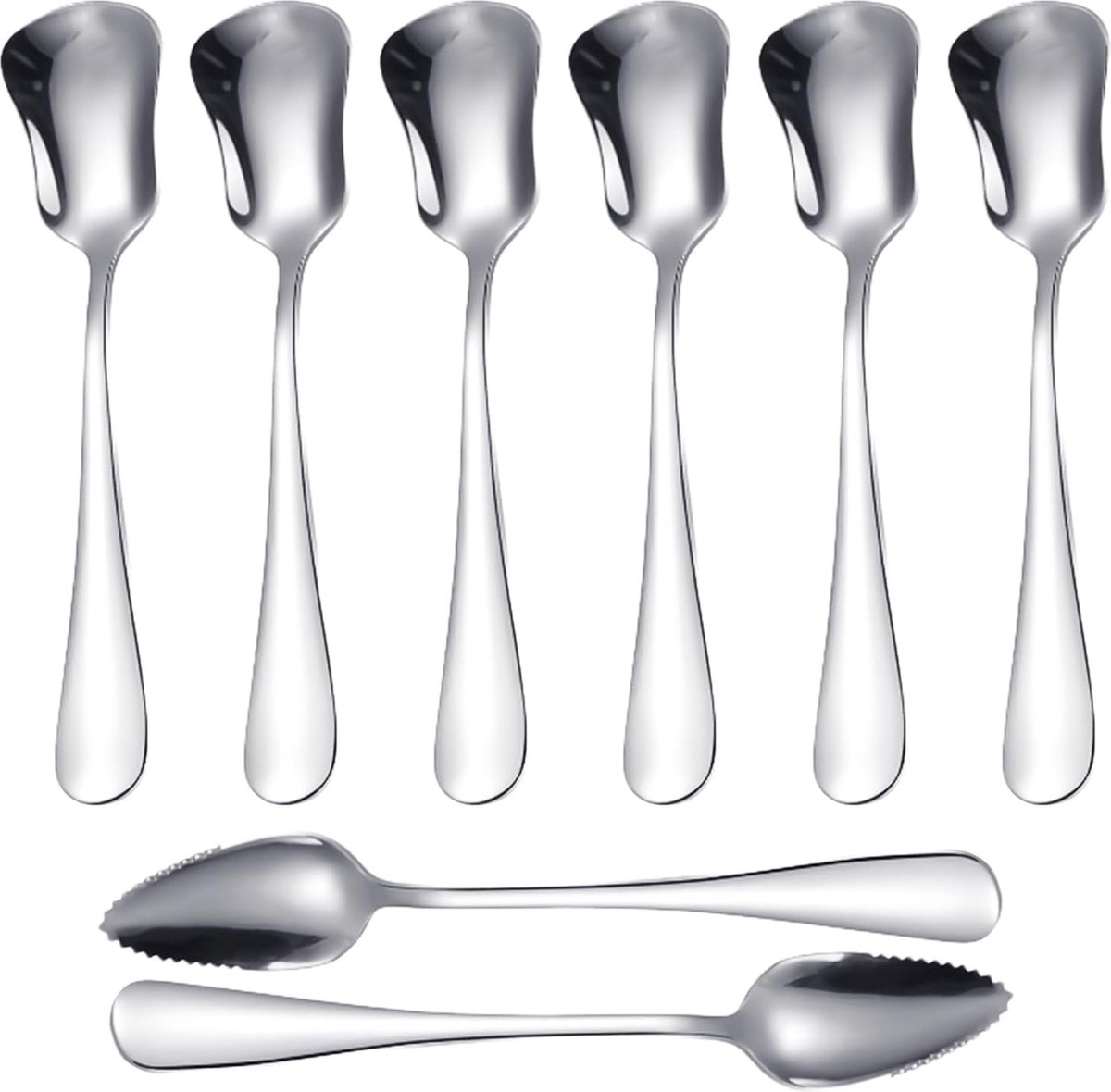 6 stuks ijslepels 2 stuks modderschraper ijdeler lepelset roestvrijstalen lepel met lange handgreep kegel-ijslepel keukensaucenlepel keukenroerlepel