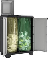 Armoire de recyclage Kis Split Premium - Support de sac poubelle - Noir / Gris