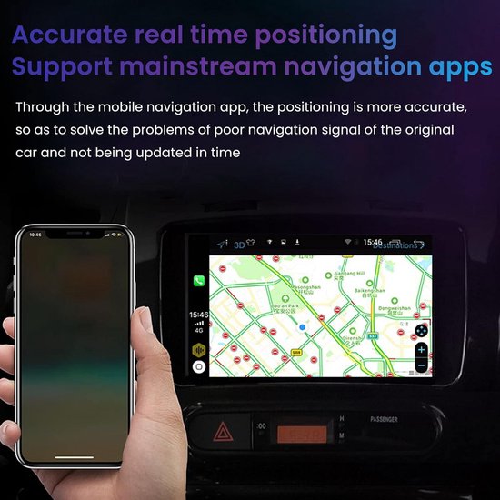 Bedrade Carplay-dongle-adapter met USB-interface, Draadloze Android Auto-adapter met Spraakbediening, Ondersteuning voor GPS-navigatie-app, Online Muziek-app, Telefoon of Geïnstalleerde Apps en Toegan