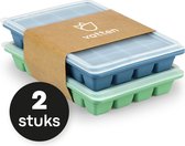 Vatten® - Siliconen IJsblokjesvorm met Deksel - 2 Stuks - Blauw en Groen - 56 ijsblokjes
