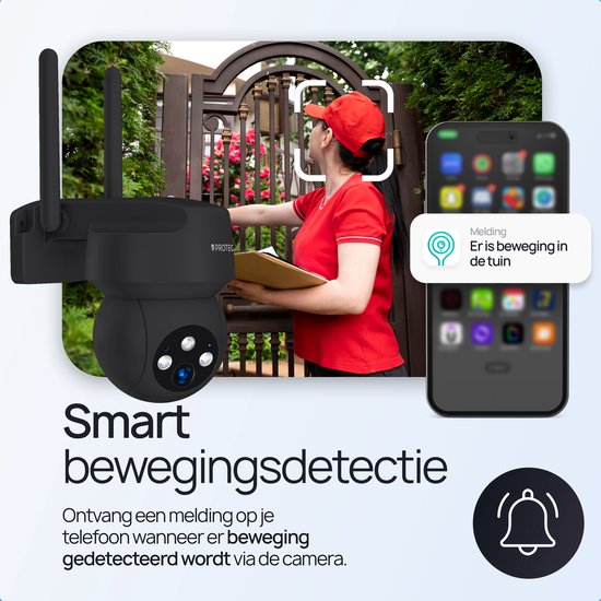 Protectly® Beveiligingscamera Buiten - Buiten Camera Met Nachtzicht - Buitencamera - Security camera - 3K HD 5MP - Met WiFi en APP - Incl. 64GB SD - Zwart van Protectly — afbeelding 3