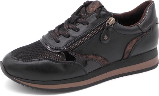 Jana Dames Sneaker 23774-095 Zwart/Brons Wijdte H Maat 37 bol
