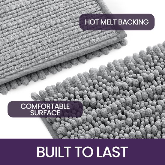 Homaxy Badkamertapijt Microvezel Grijs 60x120 Cm - Antislip, Waterabsorberend, Machinewasbaar
