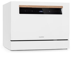 Klarstein Lagoona mini-vaatwasser vrijstaand, vermogen: 1380 watt, 6 standaardcouverts, waterverbruik: 6,5 L, 7 programma’s plus extra drogen, 49 dB, touchbedieningspaneel, wit