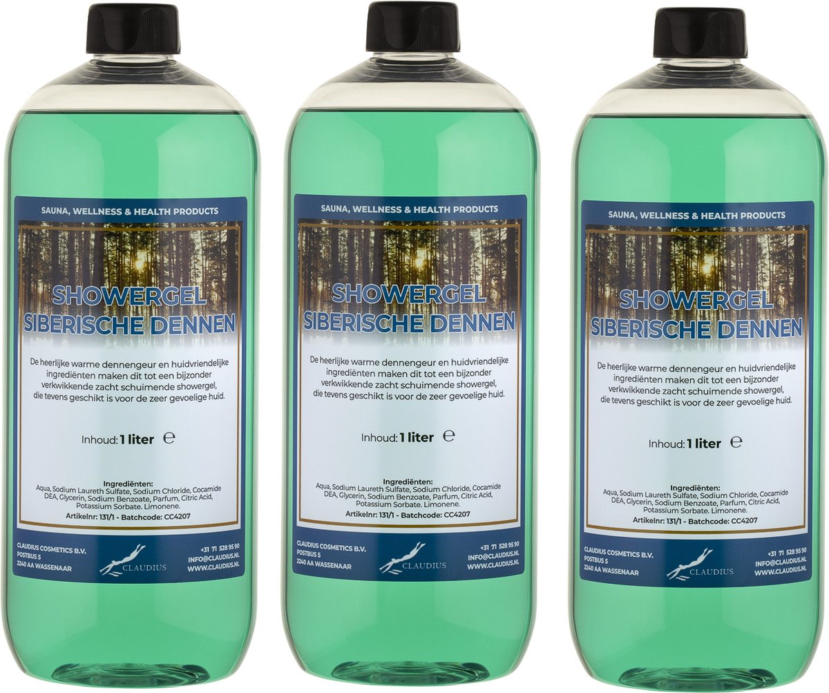Goedkoopste Douchegel Siberische Dennen 1 liter - set van 3 stuks - Showergel