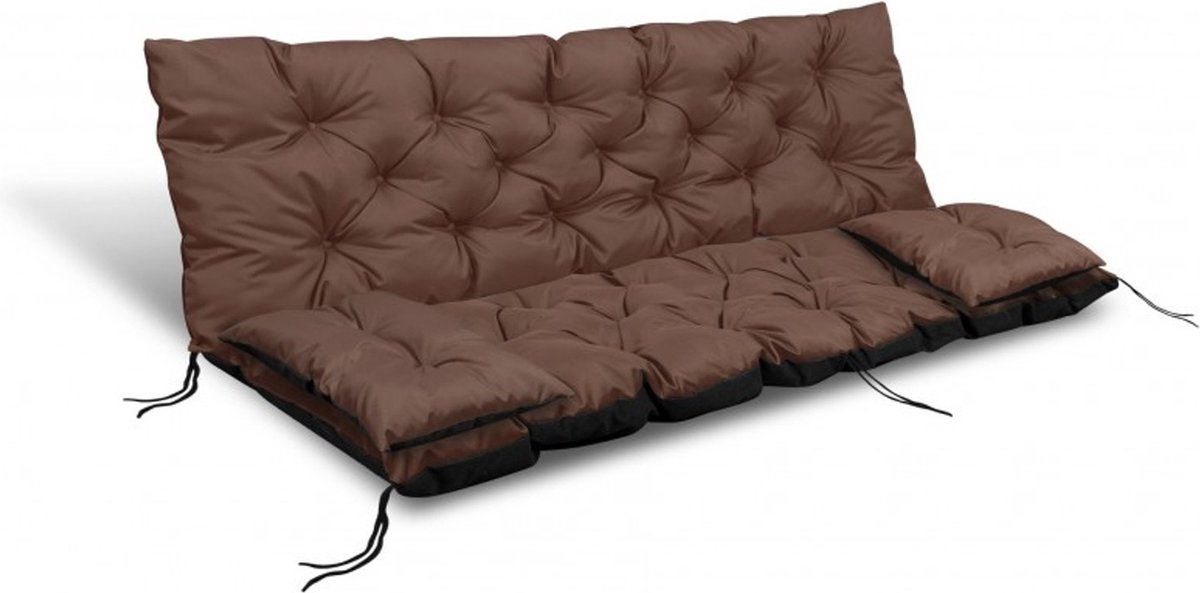 Aio Tuinkussens set Bankkussen 150x60x50cm en 2 klein kussen 42 x 42 cm Schommelbank kussen Bruin
