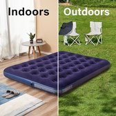 AVENLI Camping luchtbed voor 2 personen, 191 x 137 x 22 cm, opblaasbaar matras, luchtbed, blauw, inclusief handluchtpomp en 2 kussens