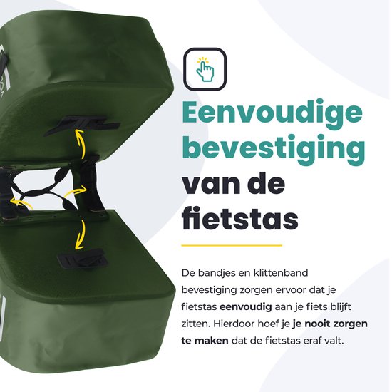 Voltano Dubbele Fietstas Rolltop Urban Green - 48 Liter - 100% Waterdicht - Fietstassen Electrische Fietsen Groen van Voltano — afbeelding 4