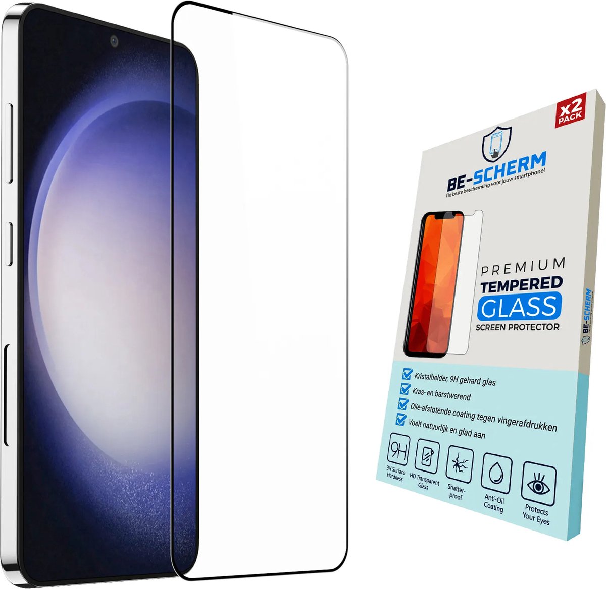 Be-Scherm Screenprotector voor Samsung Galaxy A15 - Case Friendly Screenprotectors - Tempered Glass - Geschikt voor Hoesje - Set van 2