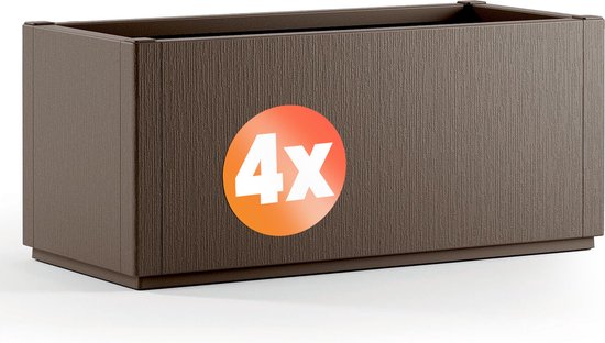 Casaria Plantenbak Set van 4 - Vorstbestendig 80l 80x36x35cm - Bruin