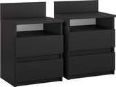 Vicco Table de chevet Monty, Zwart/ Zwart, 39,6 x 59,1 cm Set de 2