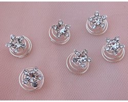 Finnacle - Curlies zilver | Ster - Bloem | Spiraal | Haarcurlies | Bruidskapsel | 6 stuks