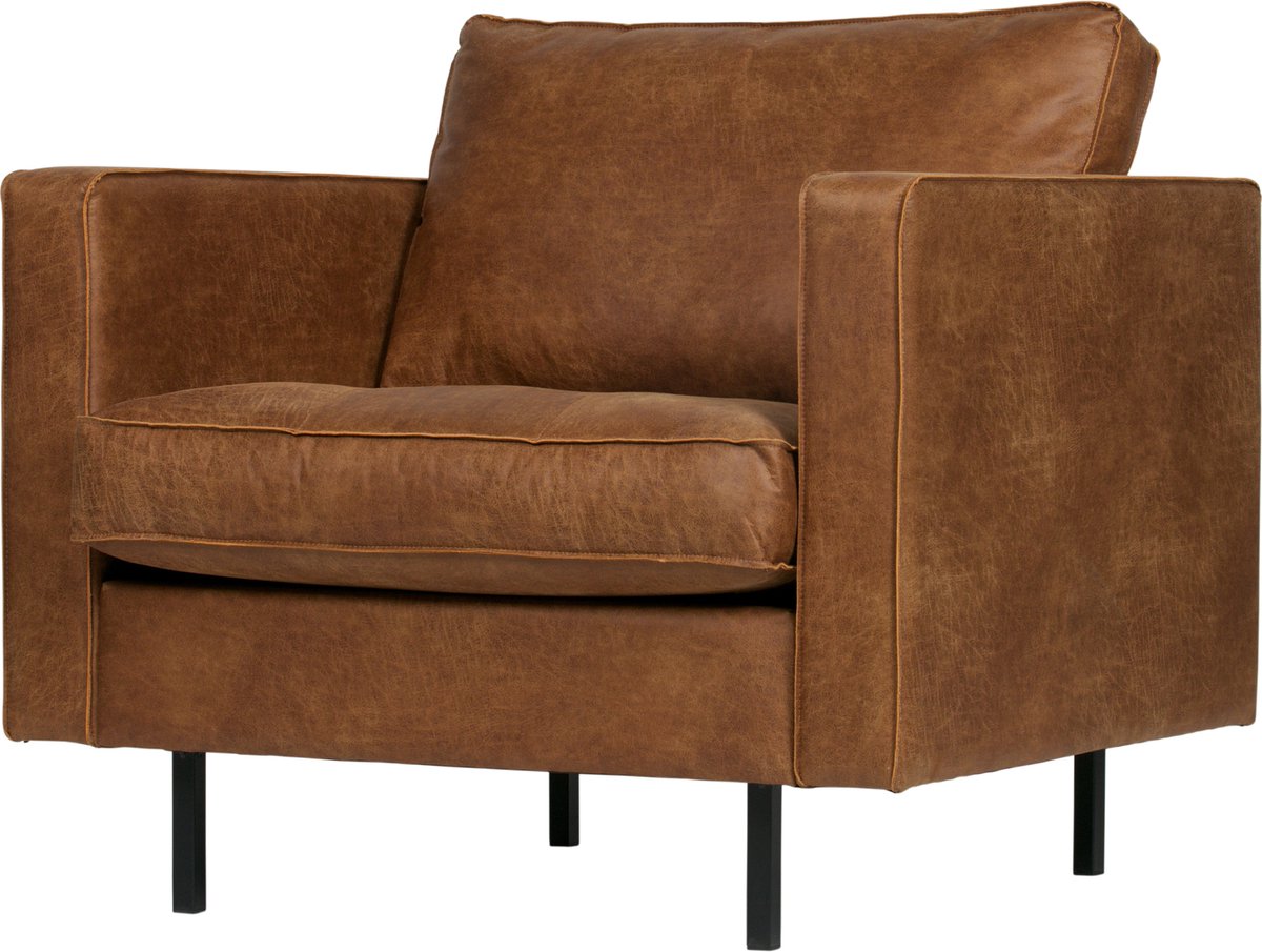 WOOOD Rodeo Classic Fauteuil - Recycle Leer - Cognac - 83x98x88