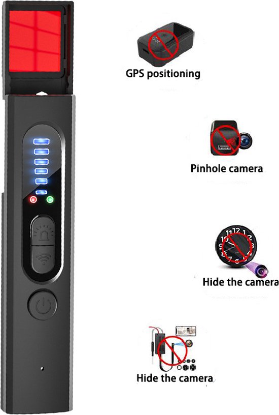 Baobylon Microspionagedetector, walsen en micro-spionagedetector, waarschuwingsmelder, verborgen camera's, bedwantherkenning, draadloos, GPS- detector voor hotel en kantoor