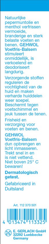 Gehwol Voetfris Balsem - voetencreme beschermt, verfrist en verkoelt langdurig - Tube 75ml