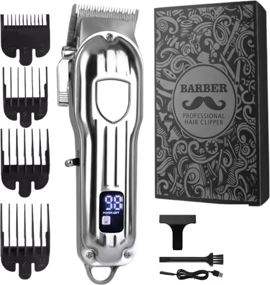 Modito Tondeuse - Tondeuse Mannen - Draadloze Professionele Tondeuse - Hoofdhaar - Haartrimmer - Tondeuses - Zilver - Trimmer Mannen - Complete Set