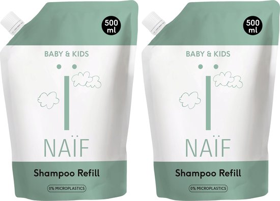 Naïf - Coffret Shampooing - Recharge - Bébés & Enfants - aux Ingrédients Naturels - 2x 500ml