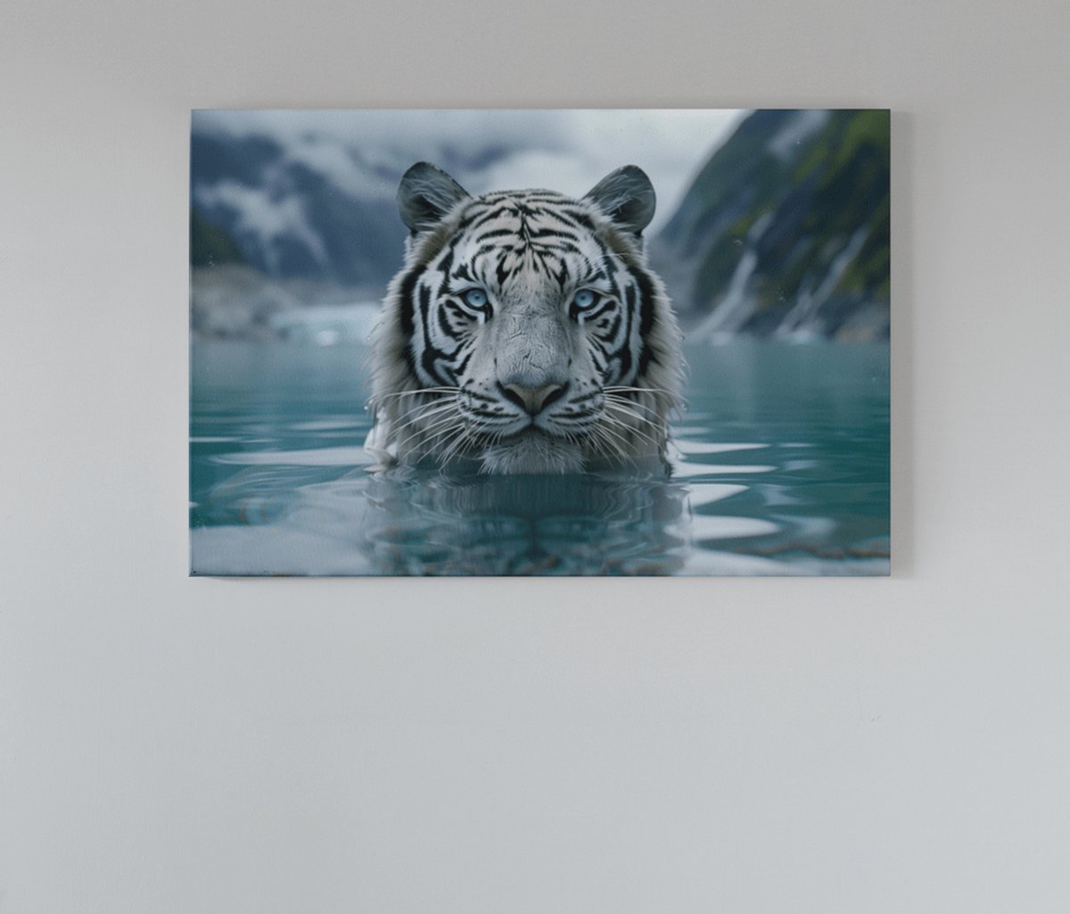 Trendex Global Canvas Schilderij Dieren - Wilde Dieren - Tijger - Grijs - Wanddecoratie - 60x40x2 cm