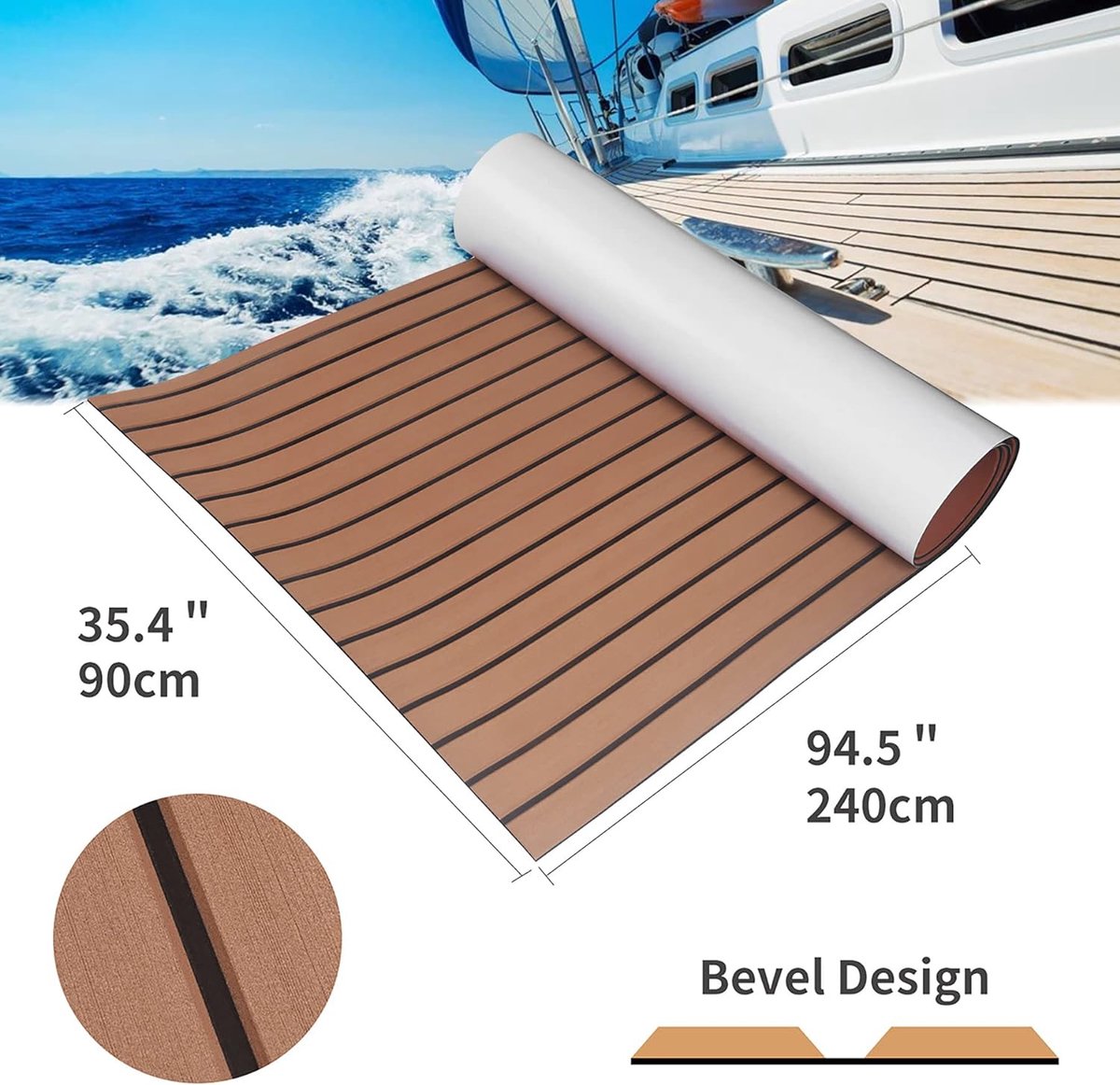 SenMore Boot Vloerbedekking Teak EVA Schuim Imitatie Zelfklevend Antislip Teak Decoratief Paneel, Gebruikt voor Jacht Kajak Zeilen Camper Marine vloermat