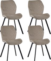 Colenis® - Chaise de salle à manger Rio - Set de 4 - Beige - Velours - Industriel