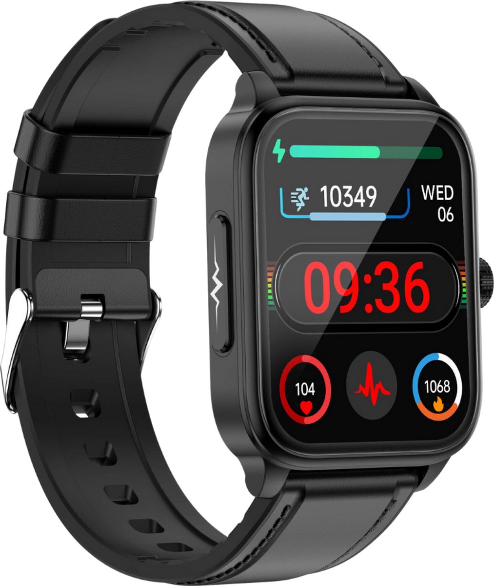 Afbeelding 3 van GlucoWatch - ECG Hartslagmeter - horloge - meter - Smartwatch - Zwart