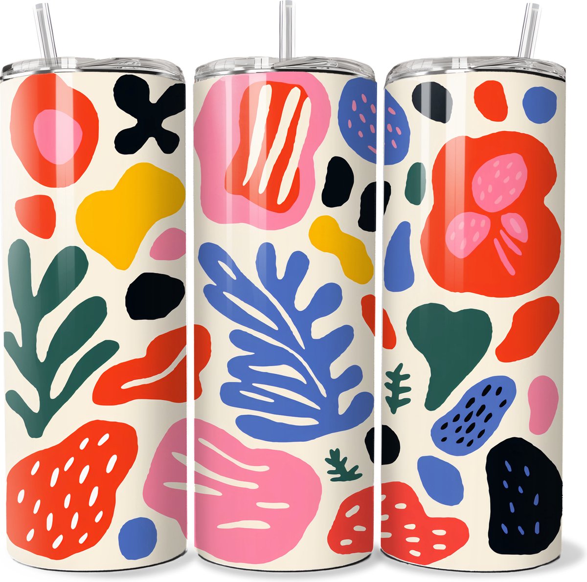 KadoDash - Tumbler - Thermosbeker - Isolatiefles - Rietjesbeker - Tumbler - Thermosfles - Abstract Doodles Tumbler