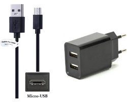 OneOne 2.1A lader met 2 poorten + 0,50m standaard Micro USB kabel. Oplader adapter past op Samsung Galaxy telefoons S1, S2, S3, S3 Mini, S4, S4 Mini, S5 Mini, S5, S6, S6 Edge, S7, S7 Edge, A7 (A710 uit 2016 / A750 uit 2018)