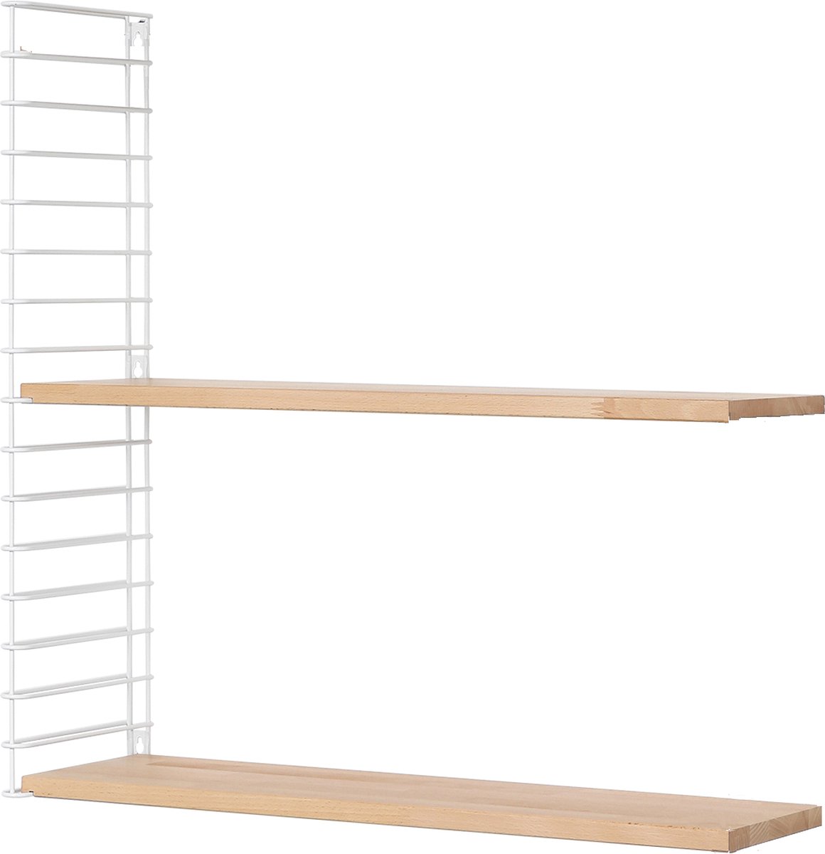 Tomado - Uitbreidingsset - 2 x Houten plank + 1 x Zijkant wit - Geschikt voor houten wandrek Tomado