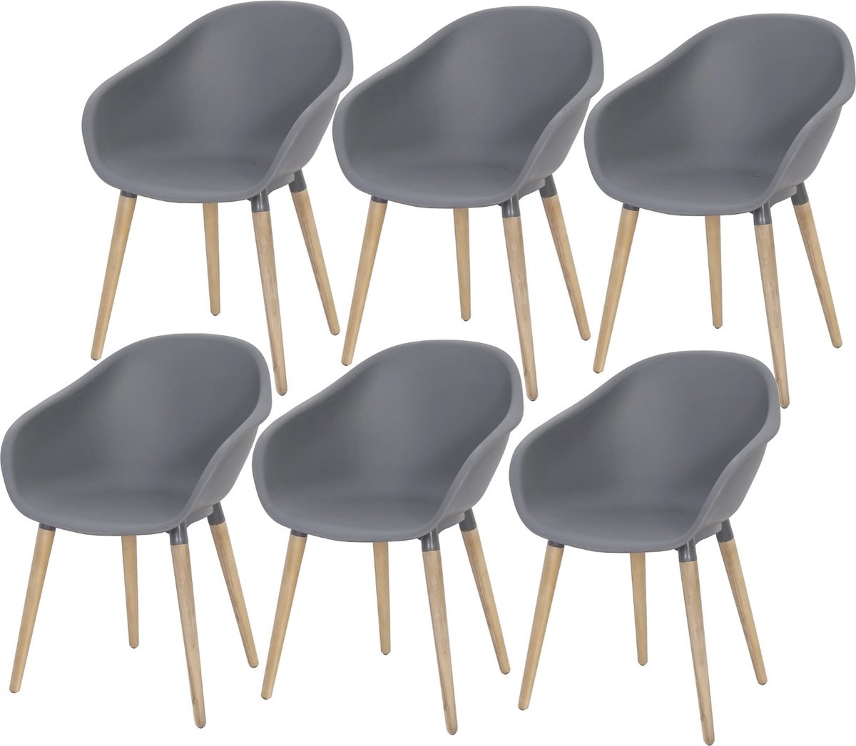 Set van 6 Swan dining kuipstoel grijs kunststof