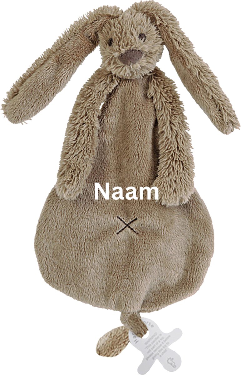 Happy Horse Rabbit Richie - Met Geborduurde Naam - Kleur Clay - Gepersonaliseerd - Kraamcadeau