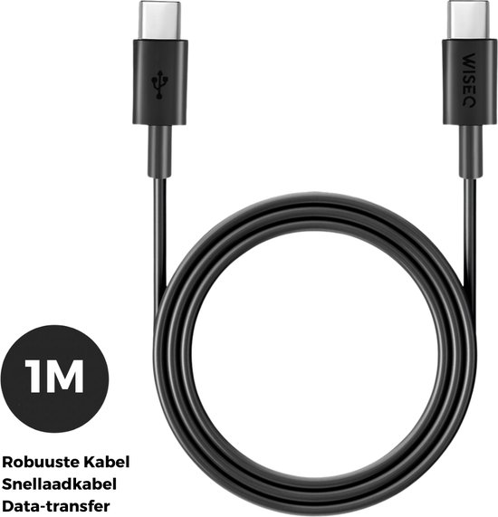 Chargeur Ultra rapide WiseQ 33 W - Double chargeur rapide Portes USB A et USB C - Convient pour Samsung, Huawei, Oppo, iPhone 15 et MacBook - Comprend USB-C de 1,2 m - Câble USB C - Zwart Premium