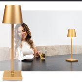 BandiO Tafellamp Oplaadbaar - 3 kleuren - Draadloos en dimbaar – Aluminium - 5200mAh - Moderne touch lamp – Nachtlamp Slaapkamer – Goud