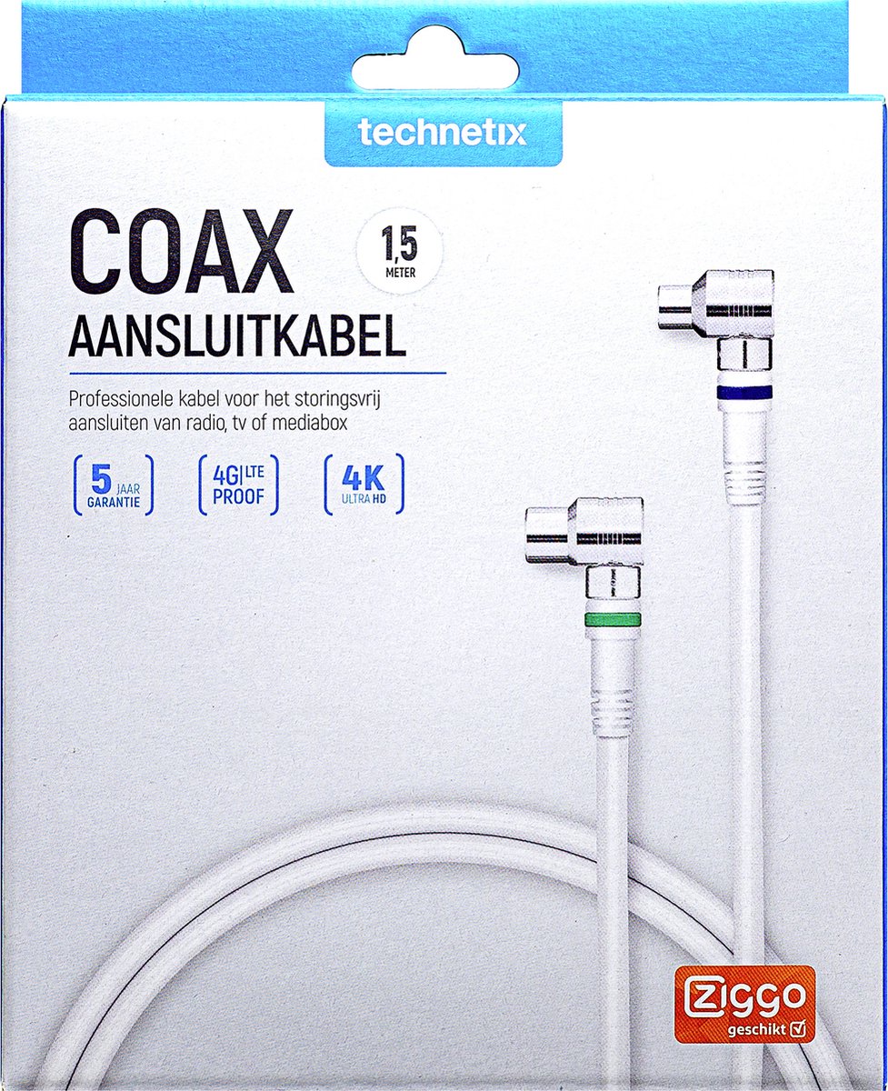 Technetix Aansluitkabel 9.5mm(M)-(F) Haaks RLA++21 1,5m