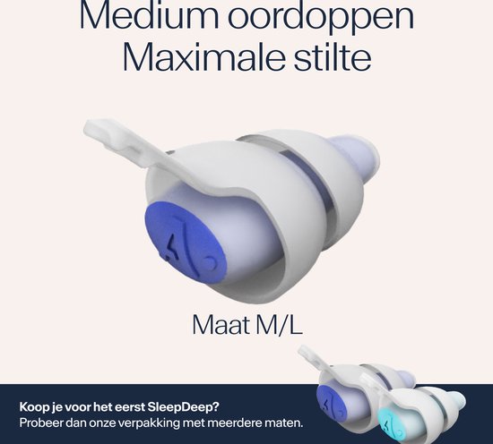 Alpine SleepDeep Oordoppen Slapen - Maximale Geluidsdemping - Perfect voor Zijslapers - 27dB SNR Oordopjes - Sleep Plugs - Slaapoordoppen Snurken - Medium Size - 1 Paar
